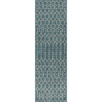Ourika Moroccan Geometric Textured Weave Indoor/outdoor Runner Rug